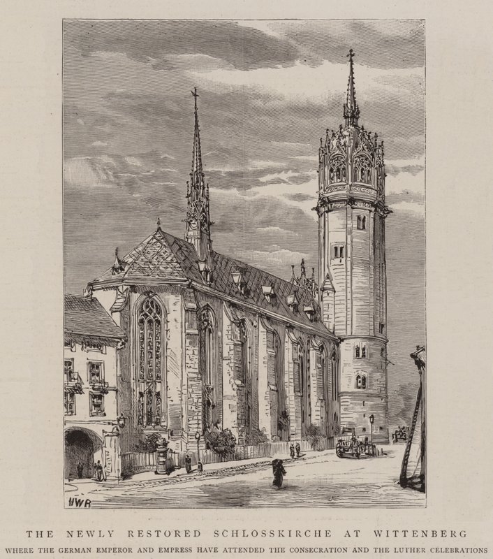 De Nieuw gerestaureerde Schlosskirche in Wittenberg door Henry William Brewer