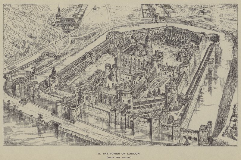 De Toren van Londen, vanaf het Zuiden door Henry William Brewer