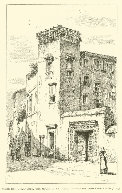 Torre del Melangolo, het huis van St. Ignatius en zijn metgezellen (gravure) door Henry William Brewer