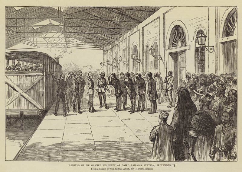 Aankomst van Sir Garnet Wolseley op het treinstation van Caïro, 15 september door Herbert Johnson