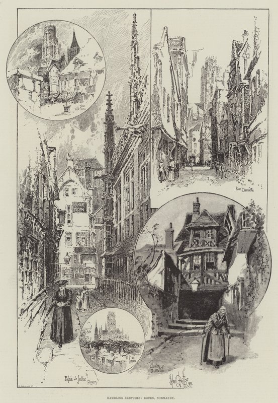 Ramblingschetsen, Rouen, Normandië door Herbert Railton
