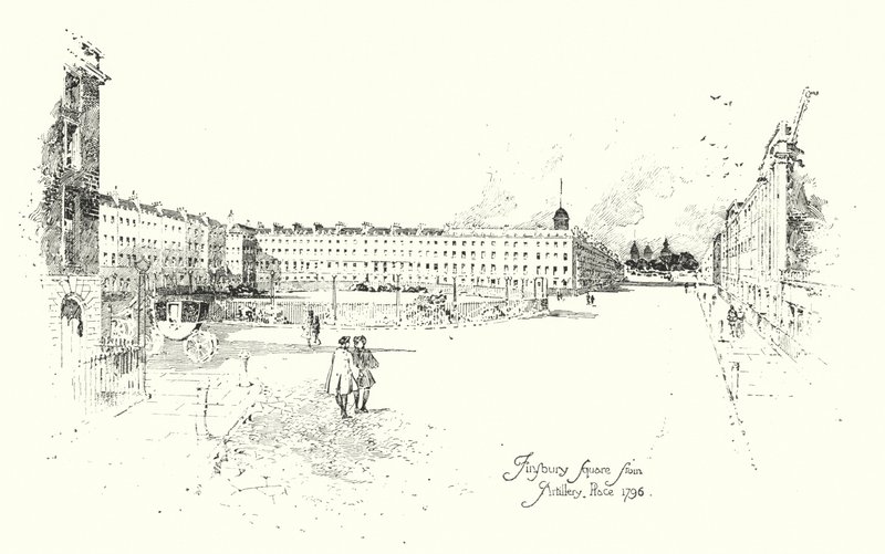 Finsbury Square, vanaf Artillery Place, Londen door Herbert (after) Railton