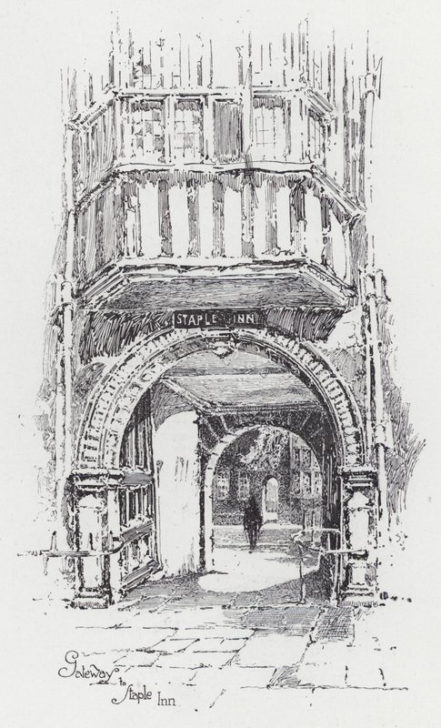Poort naar Staple Inn door Herbert (after) Railton