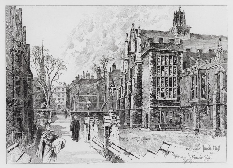 Middle Temple Hall en Fountain Court door Herbert (after) Railton