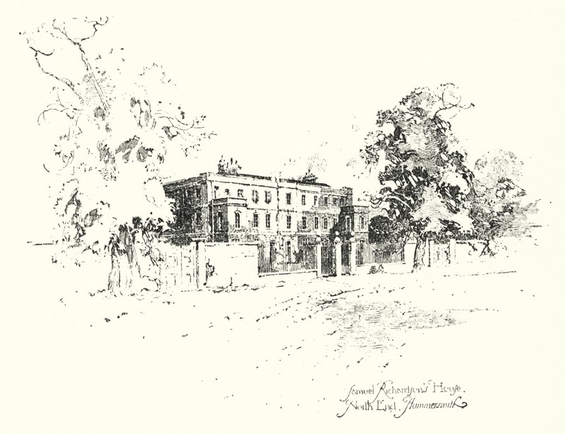 Huis van Samuel Richardson, North End, Hammersmith door Herbert (after) Railton