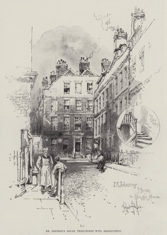 Het huis van Dr. Johnson, bedreigd met vernietiging door Herbert Railton