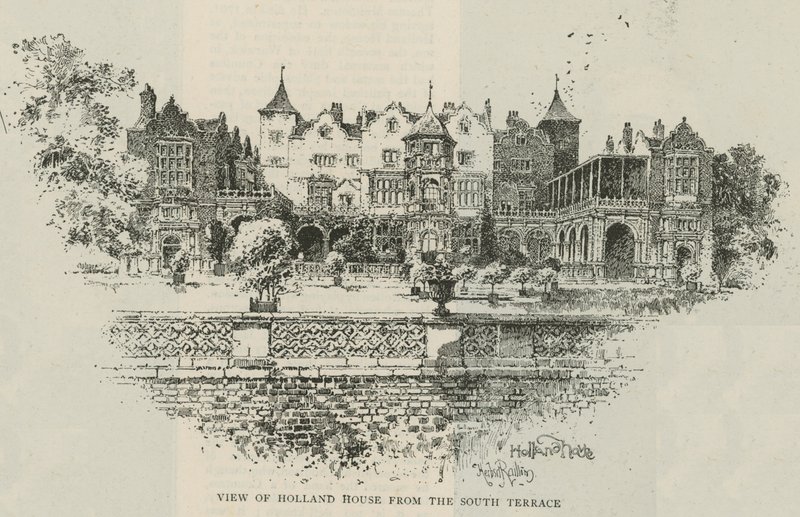 Gezicht op Holland House vanaf het zuidelijke terras door Herbert Railton