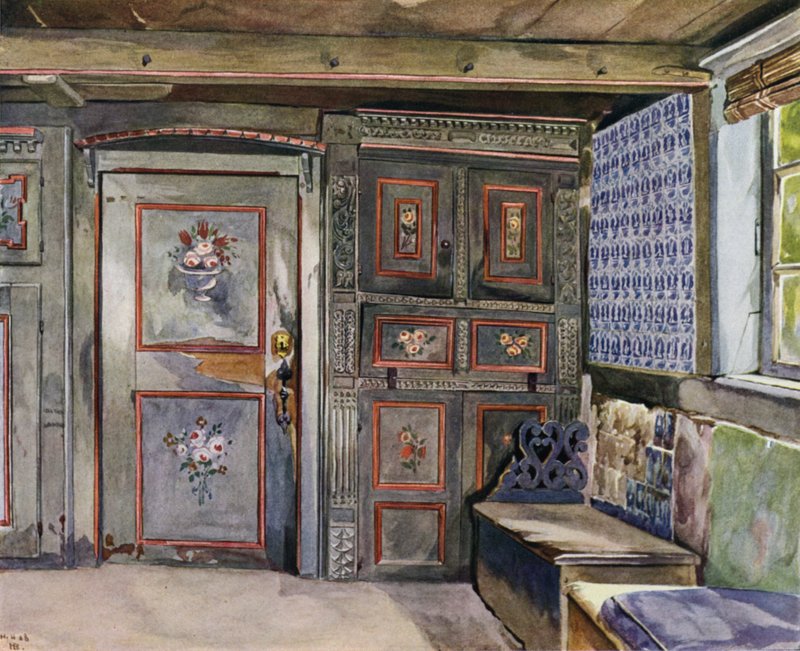 Deel van de hal in het Hufner Huis van de heer Hittscher in Curslack door Hermann Haase