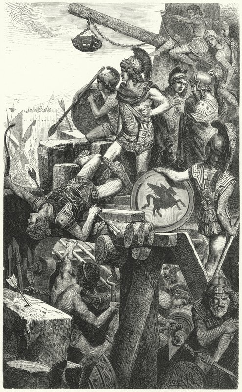 Alexander de Grote belegert Tyrus, 332 v.Chr. door Hermann Vogel