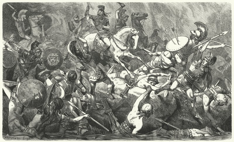 Nederlaag van het Atheense leger in Sicilië, 413 v.Chr. door Hermann Vogel