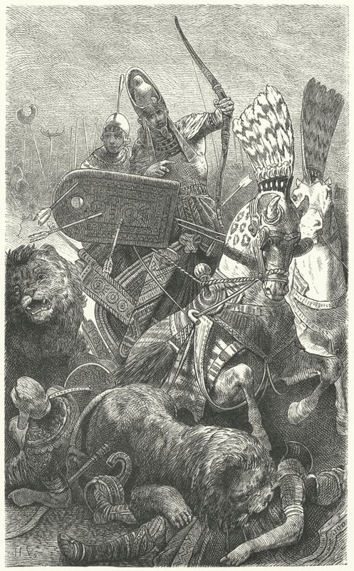 Ramesses de Grote bij de Slag om Kadesh, 1274 v.Chr. door Hermann Vogel