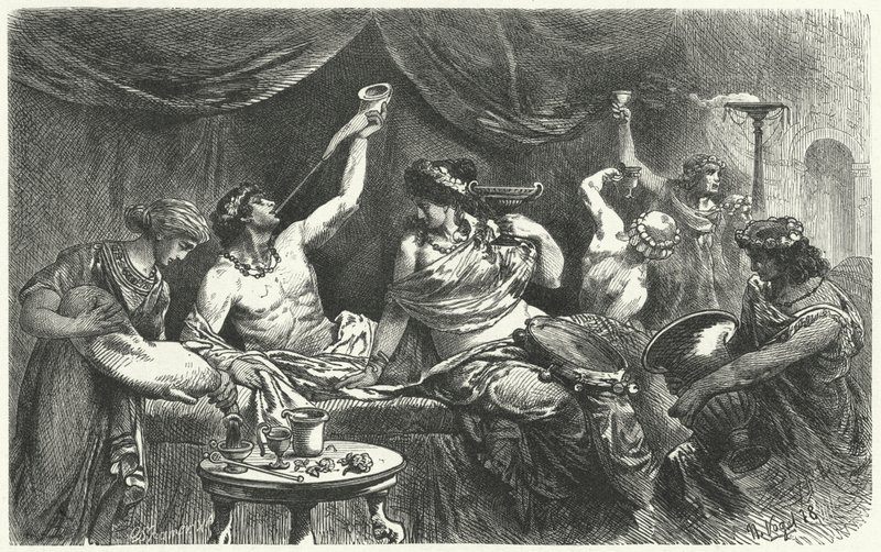 Romeins Bacchanaal ten tijde van Messalina, 1e eeuw door Hermann Vogel