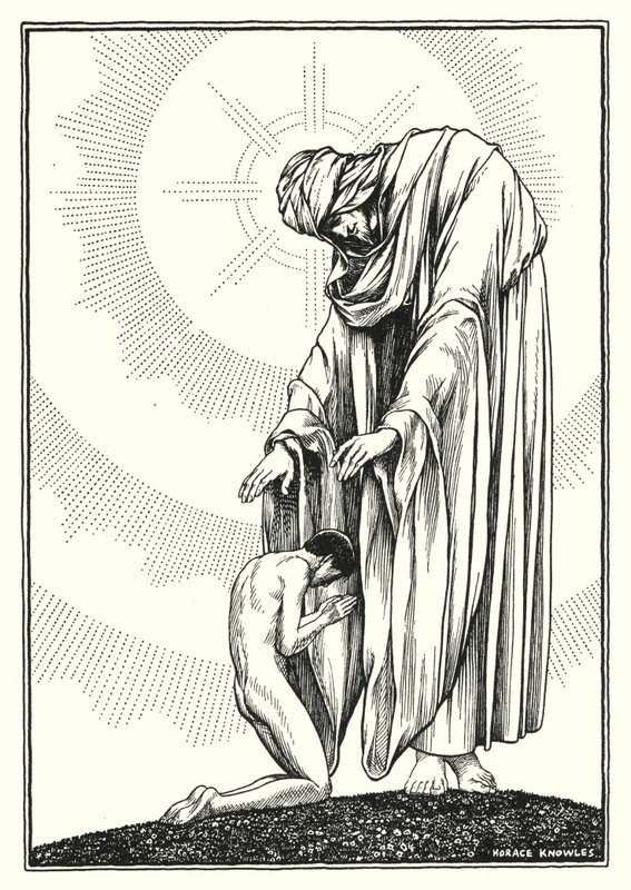 Illustratie voor De Bergrede (gravure) door Horace J. Knowles