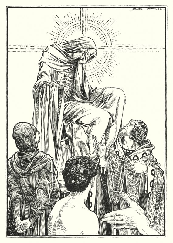Illustratie voor De Bergrede (gravure) door Horace J. Knowles