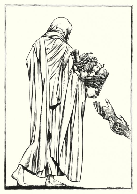 Illustratie voor De Bergrede (gravure) door Horace J. Knowles