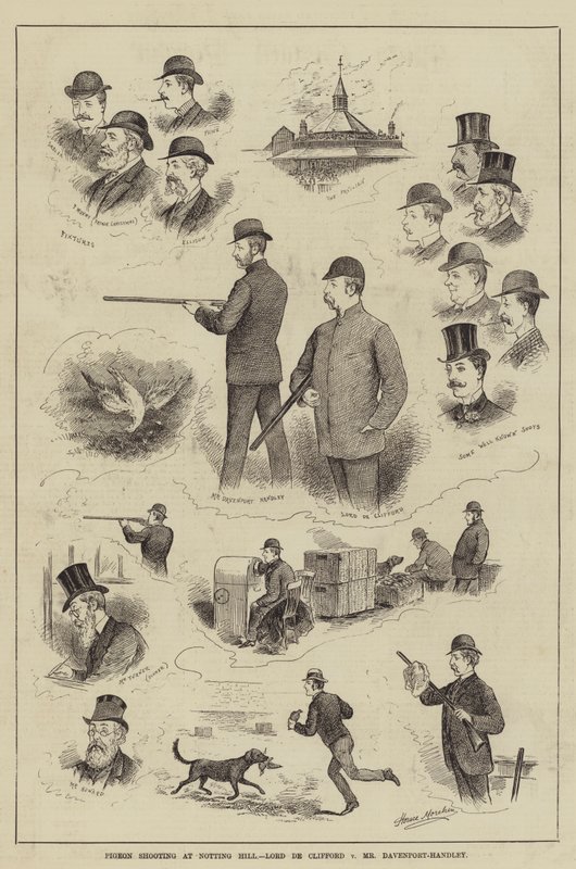 Duivenschieten in Notting Hill, Lord de Clifford tegen Mr Davenport-Handley door Horace Morehen
