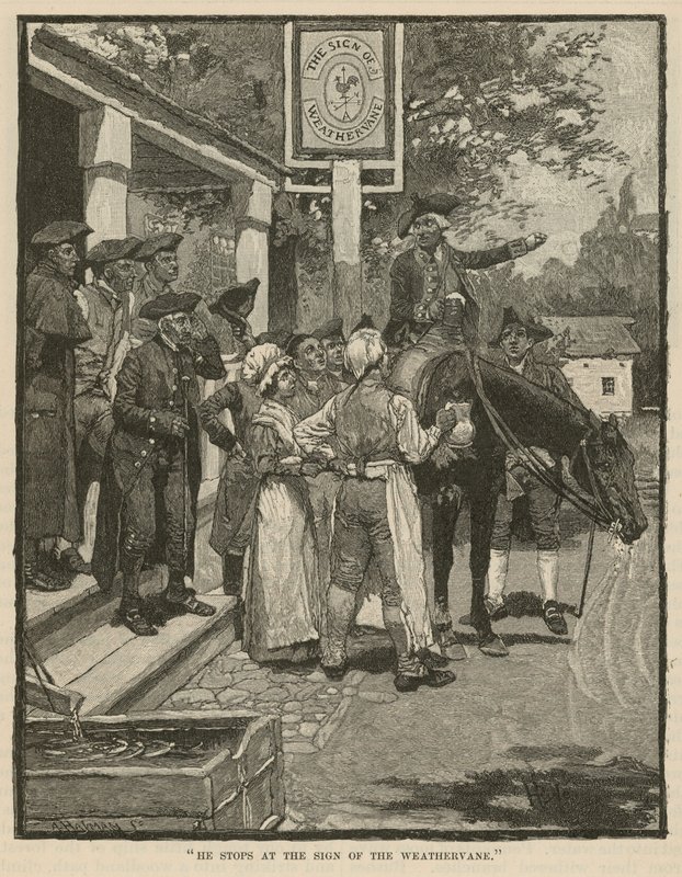 Hij stopt bij het teken van de windwijzer door Howard Pyle