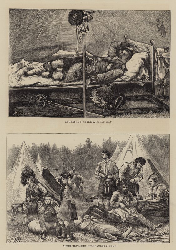 Aldershot, het kamp van de Hooglanders door Hubert von Herkomer