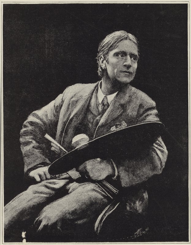Zelfportret van de Britse kunstenaar Hubert Herkomer door Hubert von Herkomer