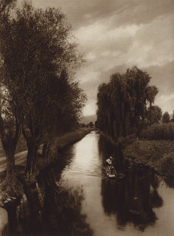 Mexico: Kanaal Viga (zwart-wit foto) door Hugo Brehme