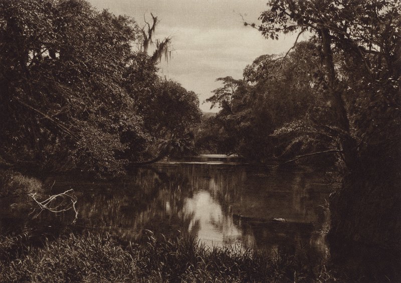 Mexico: Tamasopo, Panorama del rio, staat Vera Cruz (z/w foto) door Hugo Brehme