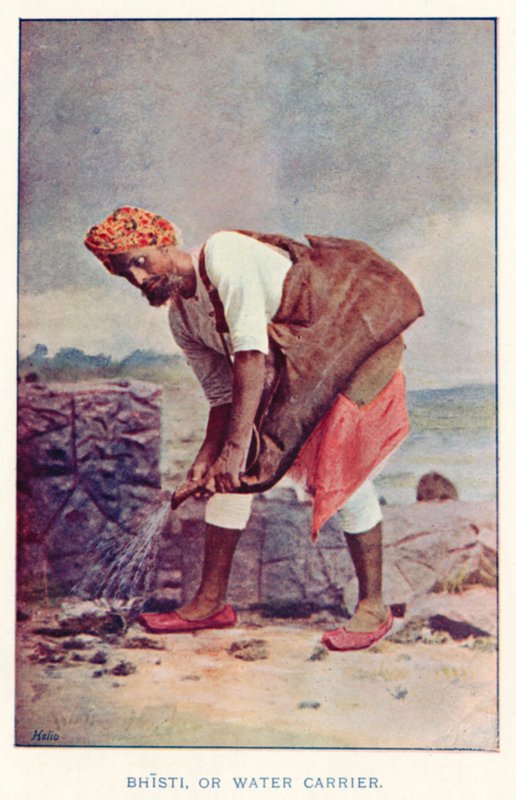 Indiase inboorlingen: Bhisti, of waterdrager door Indian photographer