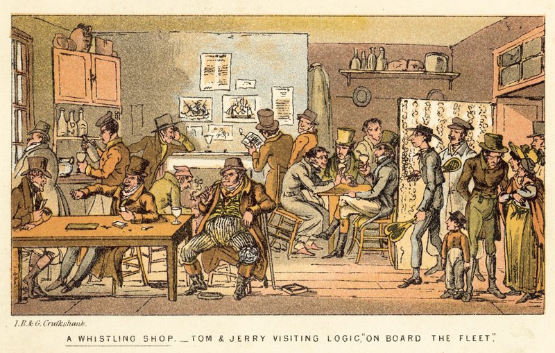 Een fluitwinkel door Isaac, Robert and George Cruikshank