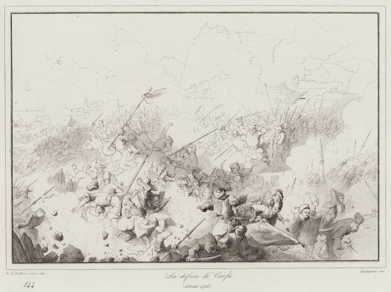 La difesa di Corfu, 1716 door Italian School