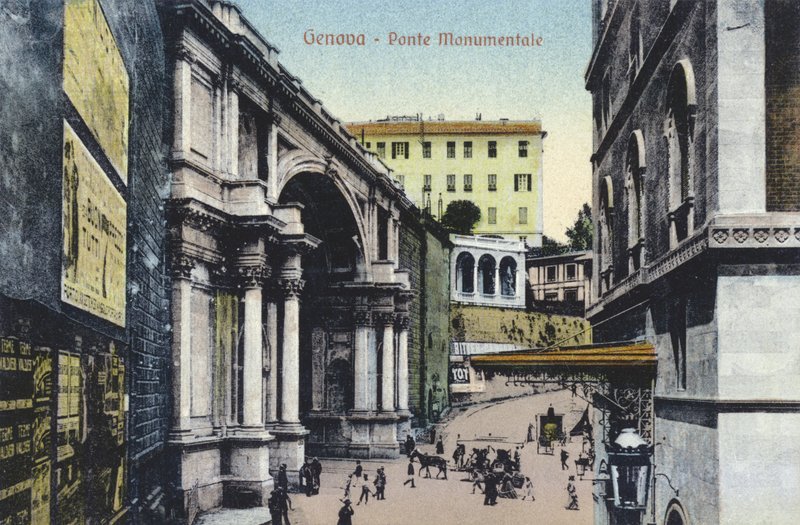 Genua, Ponte Monumentale (kleur foto) door Italian Photographer