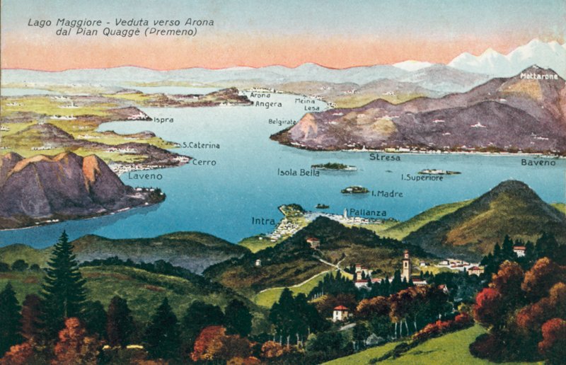 Lago Maggiore, Uitzicht richting Arona vanaf Pian Quagge, Premeno (kleurenfoto) door Italian Photographer