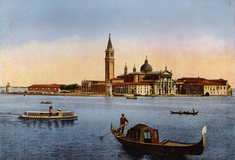 Venezia / Venetië: Isola S Giorgio (ingekleurde foto) door Italian Photographer
