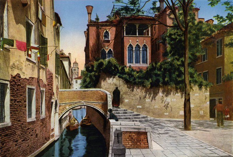 Venezia / Venetië: Rio S Gregorio (gekleurde foto) door Italian Photographer