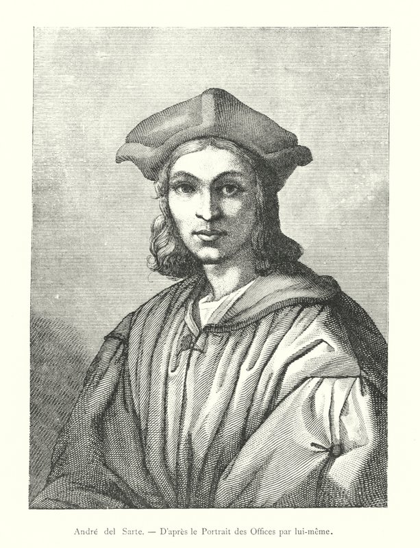 Andrea del Sarto, naar het Portret van de Uffizi door hemzelf (gravure) door Italian School