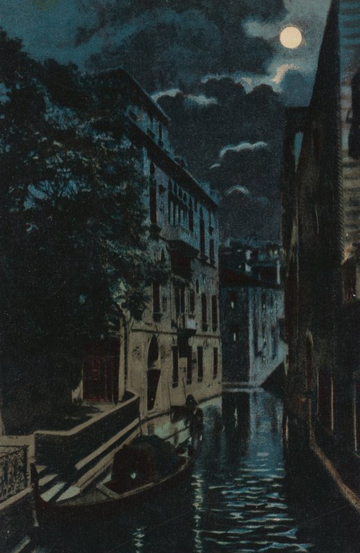 Achtergracht, Venetië (kleurenlitho) door Italian School
