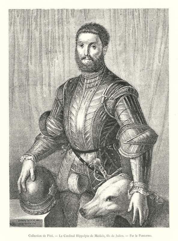 Collectie van Pitti, Kardinaal Hippolyte de Medicis, zoon van Julien, door Pontormo (gravure) door Italian School