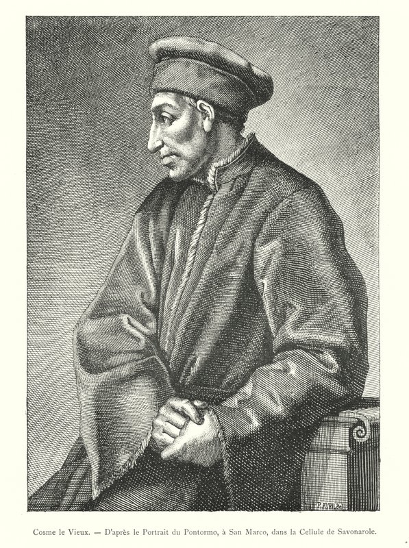 Cosme de Oude, naar het portret van Pontormo, in San Marco, in de cel van Savonarole (gravure) door Italian School