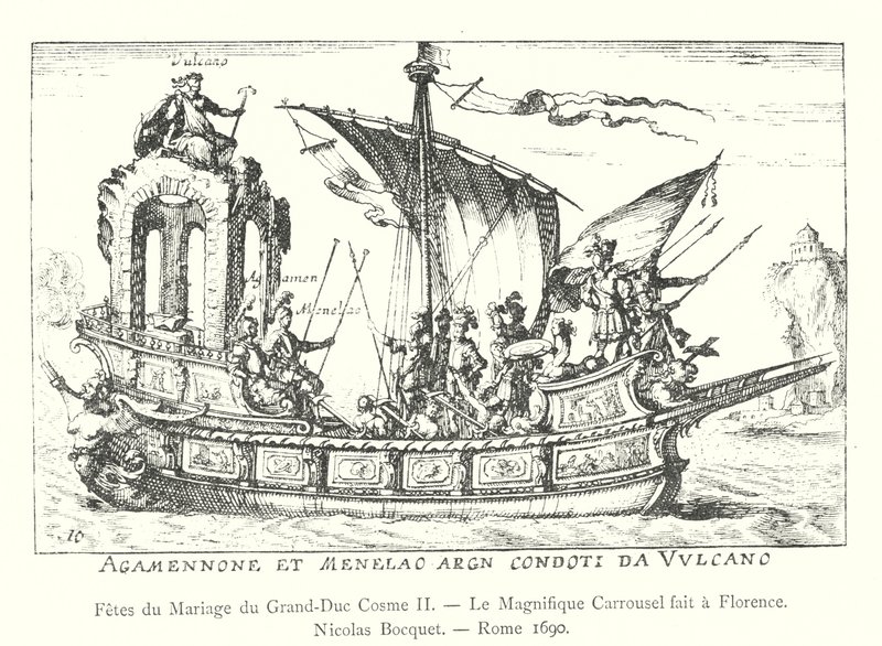 Feesten van het huwelijk van groothertog Cosimo II, de prachtige carrousel gehouden in Florence, Nicolas Bocquet, Rome 1690 (gravure) door Italian School