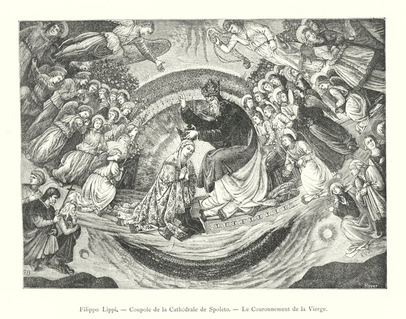 Filippo Lippi, Koepel van de Kathedraal van Spoleto, De Kroning van de Maagd (gravure) door Italian School