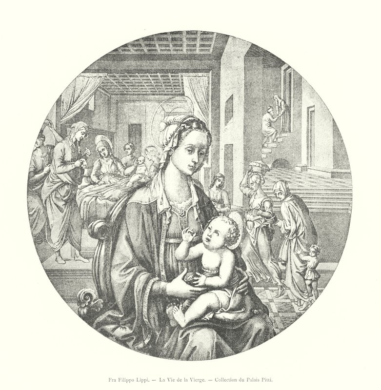 Fra Filippo Lippi, Het Leven van de Maagd, Collectie van het Pitti-paleis (gravure) door Italian School