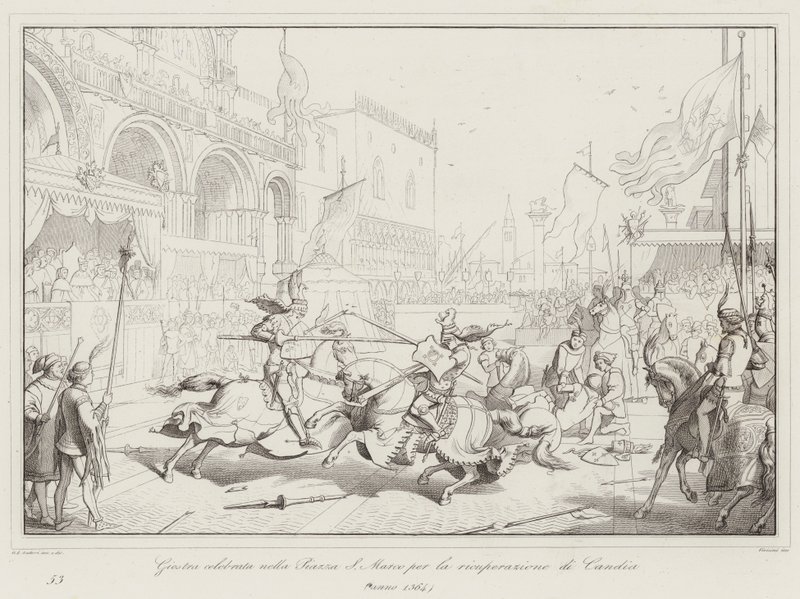 Toernooi gehouden op het San Marco-plein voor de herovering van Candia door Italian School
