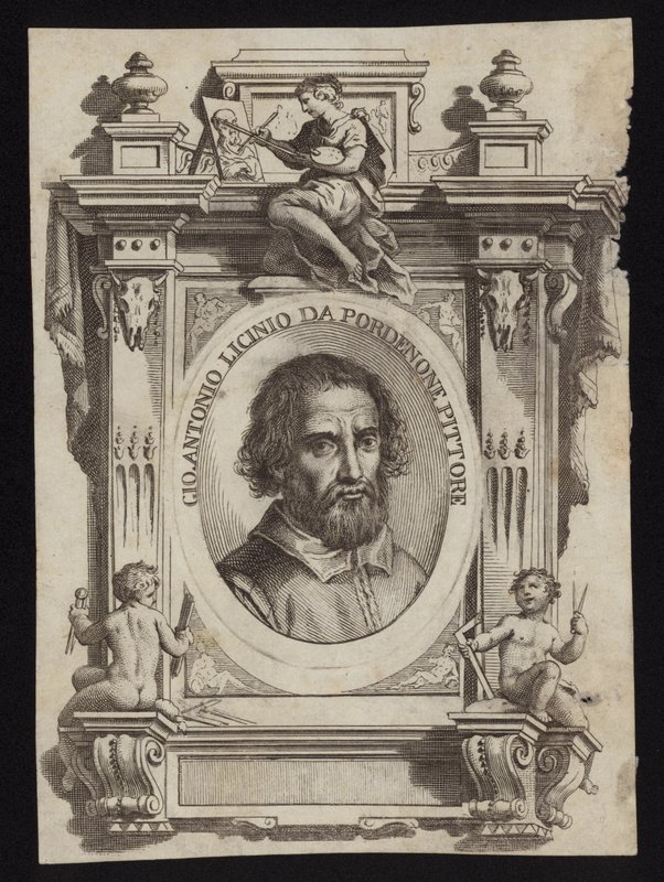 Giovanni Antonio de Sacchis, ook bekend als Il Pordenone en Giovanni Antonio Licinio. Gravure door Giorgio Vasari door Italian School