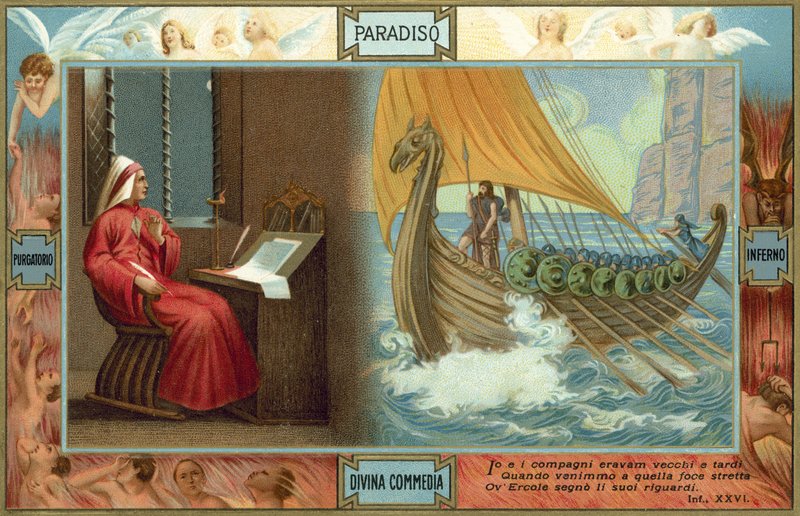 Illustratie voor De goddelijke komedie van Dante (kleurenlitho) door Italian School