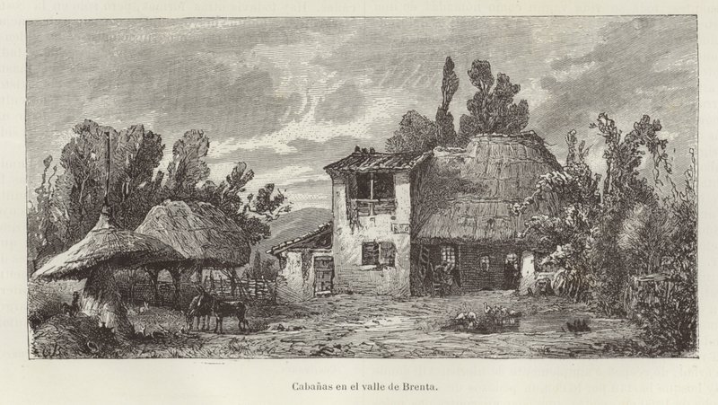Italië - huisjes in de vallei van de Brenta rivier door Italian School
