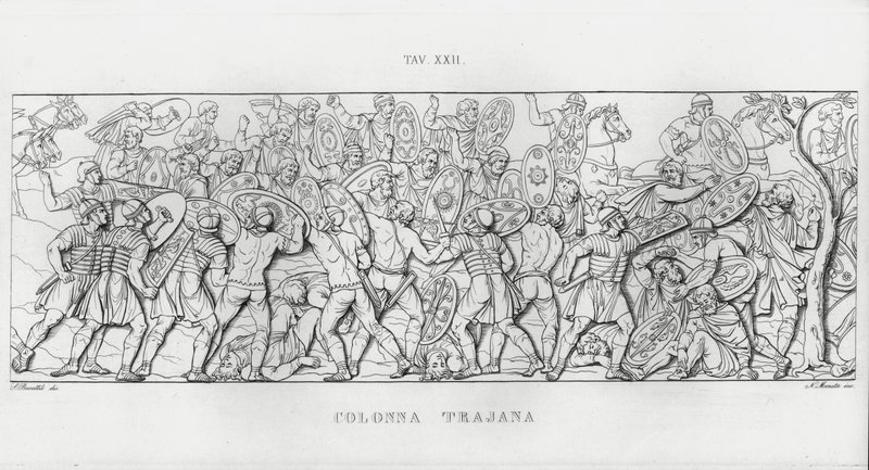De Zuil van Trajanus (gravure) door Italian School