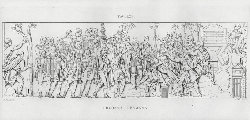 De Zuil van Trajanus (gravure) door Italian School