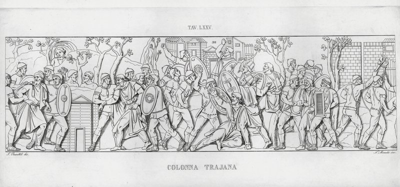 De Zuil van Trajanus (gravure) door Italian School