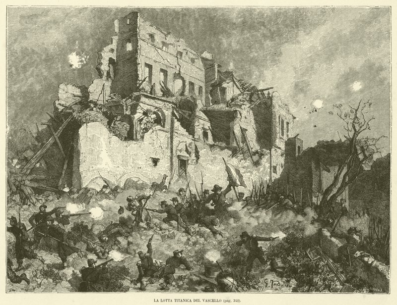 De titanische strijd van het schip (gravure) door Italian School