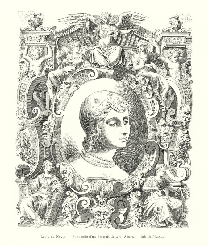 Laure de Noves, Fac-simile van een portret uit de 16e eeuw, British Museum (gravure) door Italian School