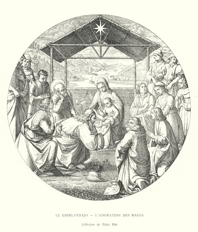 Le Ghirlandajo, De Aanbidding der Wijzen, Collectie van het Pitti Paleis door Italian School