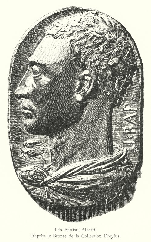 Leo Battista Alberti, naar het brons van de Dreyfus-collectie (gravure) door Italian School